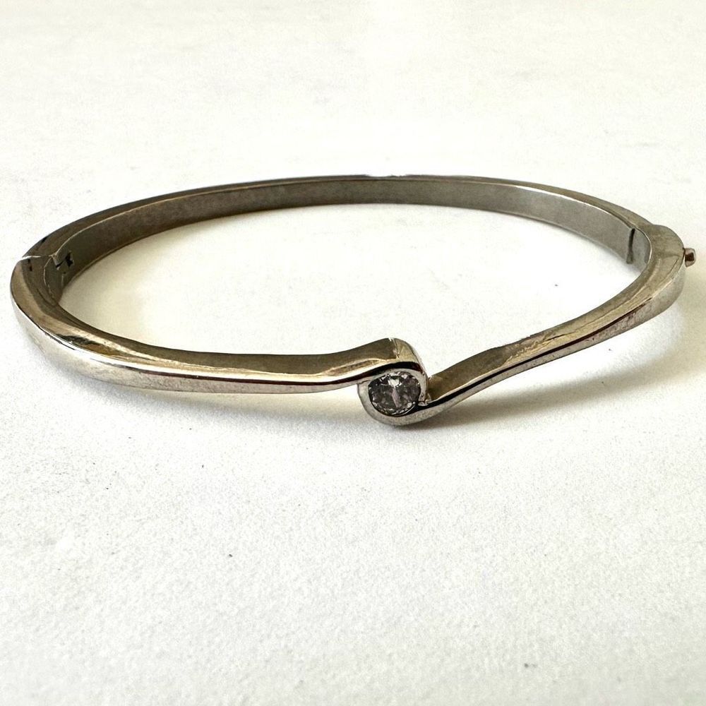 Silver tone rhinestone bangle bracelet